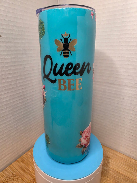 Stainless Steel Tumbler 20oz  - Honeycomb Peekaboo Glitter Queen Bee