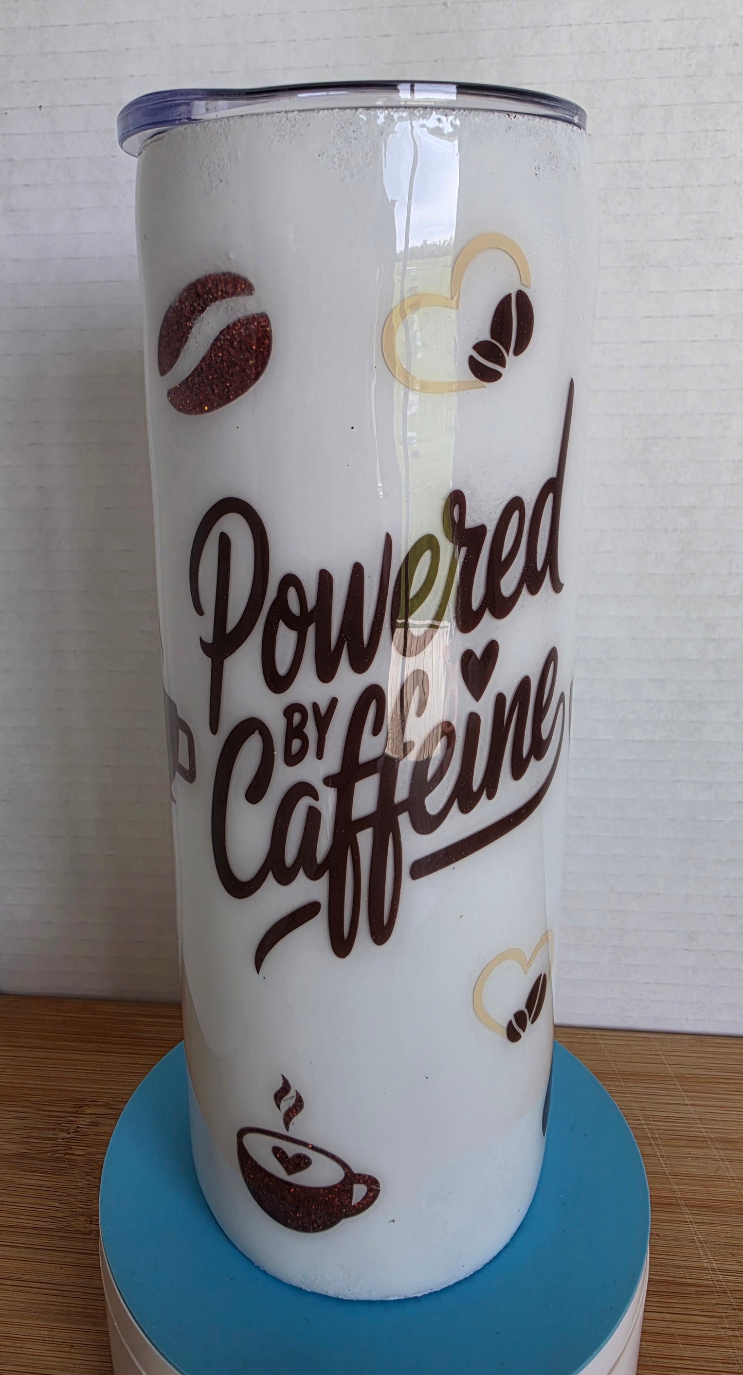 Stainless Steel Tumbler 20oz - Glittered Powered by Caffeine