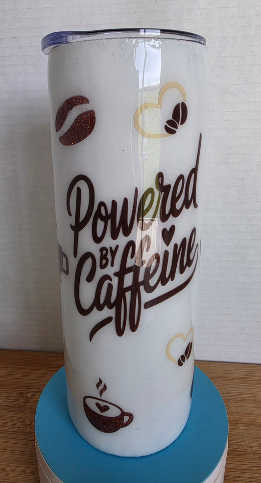 Stainless Steel Tumbler 20oz - Glittered Powered by Caffeine