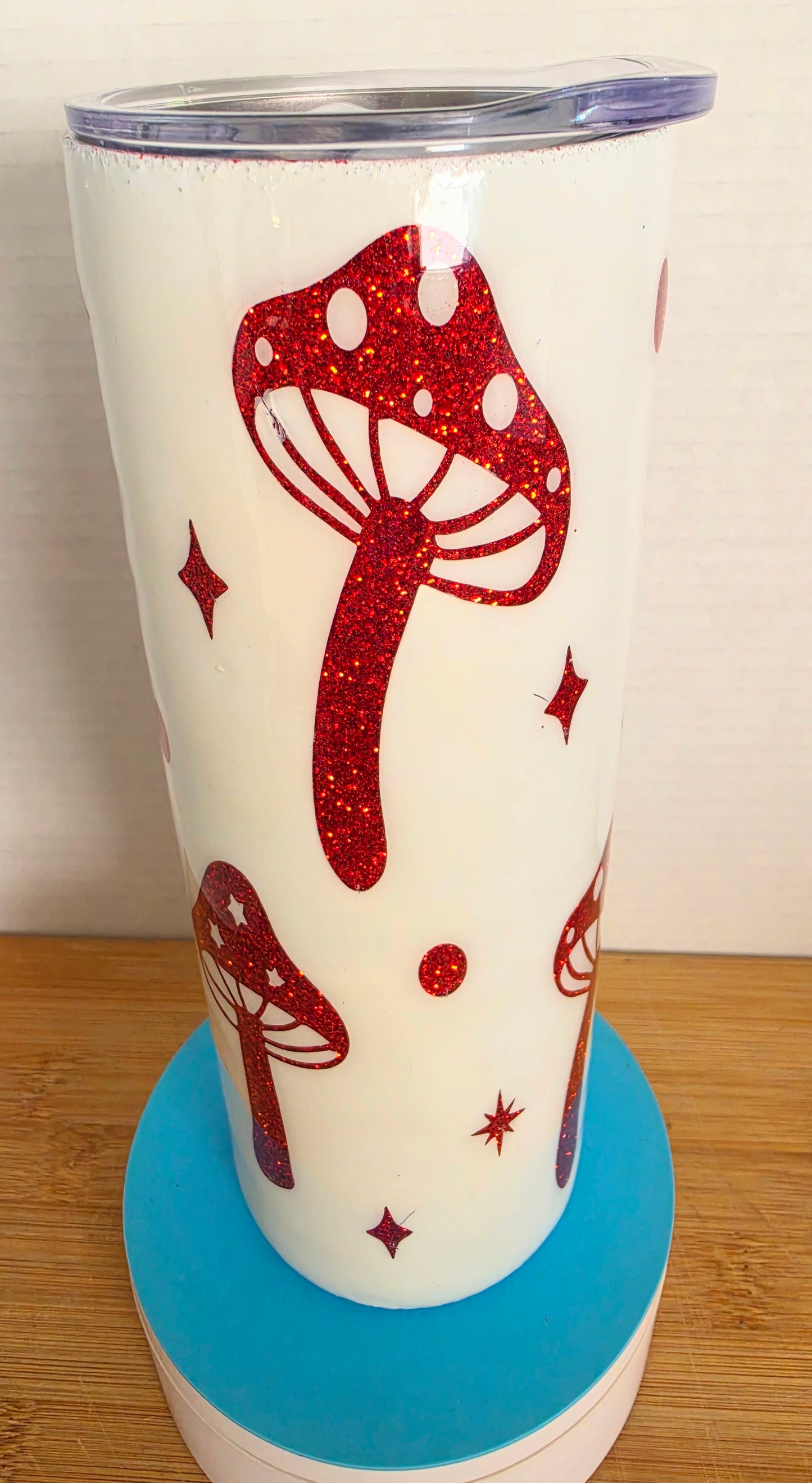 Stainless Steel Tumbler 20oz  - Glitter Mushroom Peekaboo