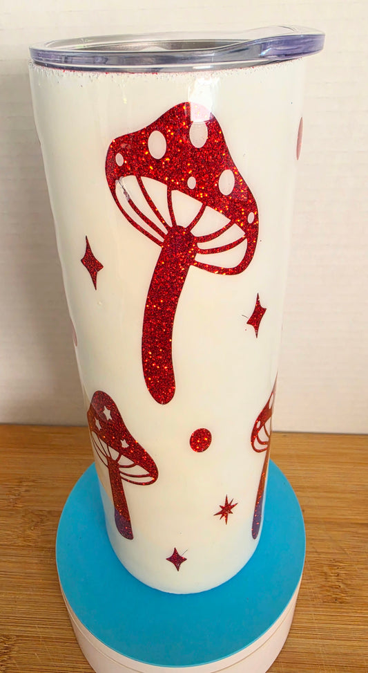 Stainless Steel Tumbler 20oz  - Glitter Mushroom Peekaboo