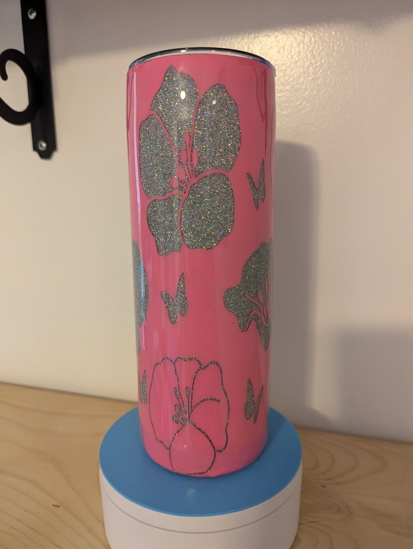 Flowers Silver Glitter