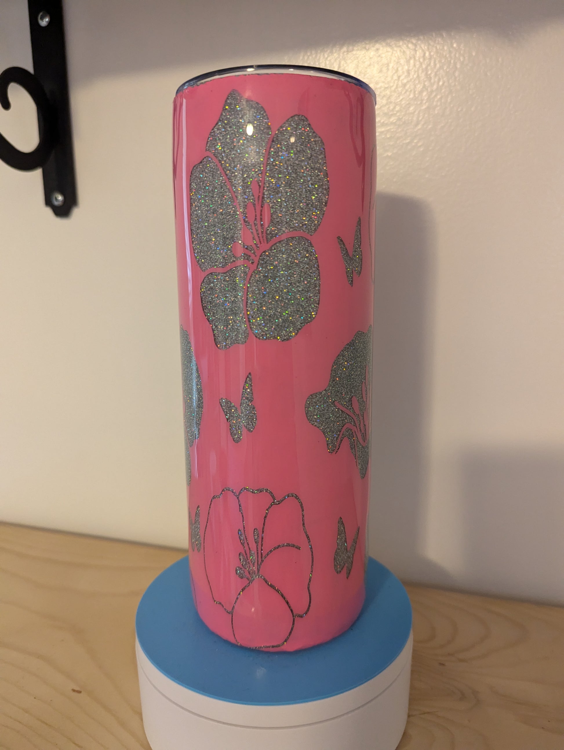 Flowers Silver Glitter