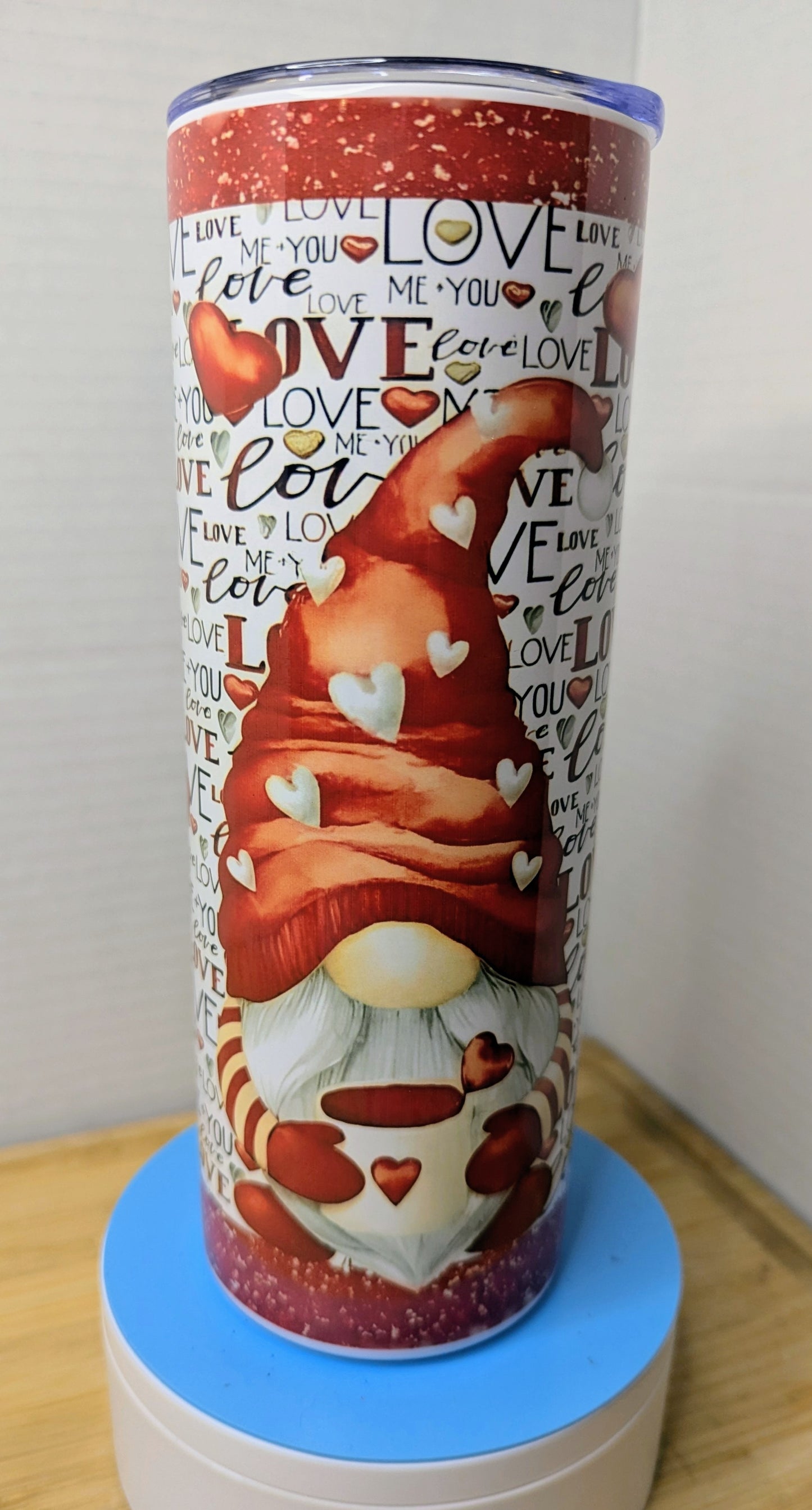 Stainless Steel Tumbler 20oz - Valentine's Day Love Gnome