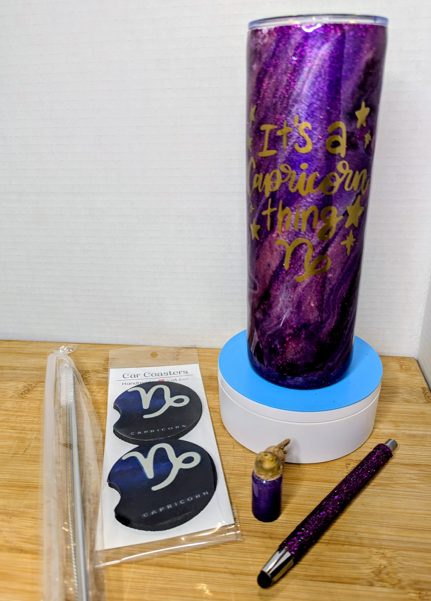 Capricorn Glitter Tumbler Gift Set