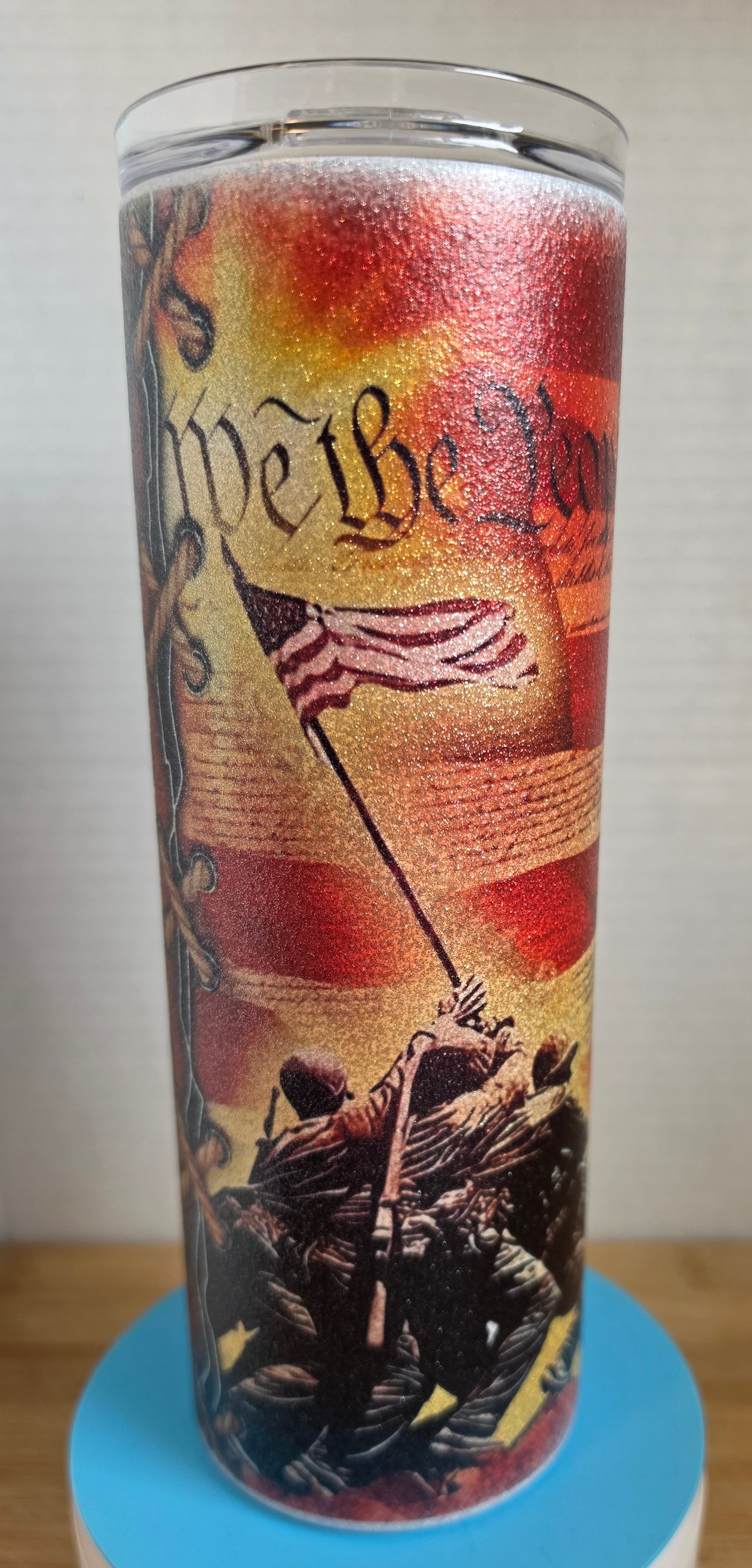 Stainless Steel Tumbler 20oz  - Metallic Glitter 1776 We The People