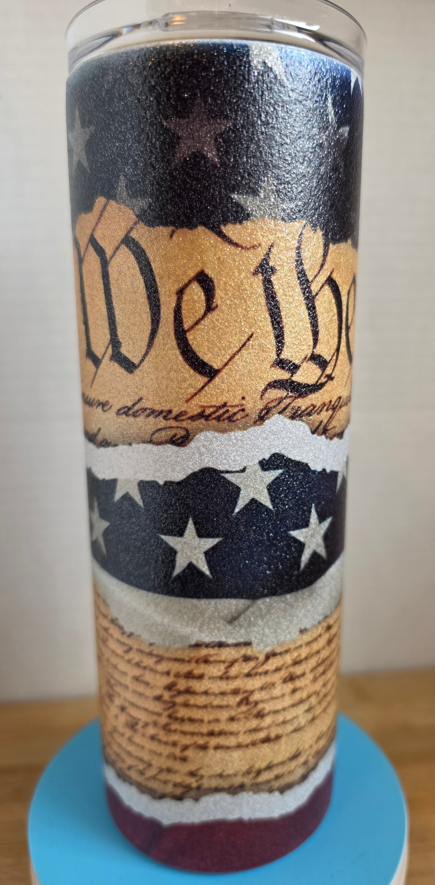 Stainless Steel Tumbler 20oz  - Metallic Glitter We The People
